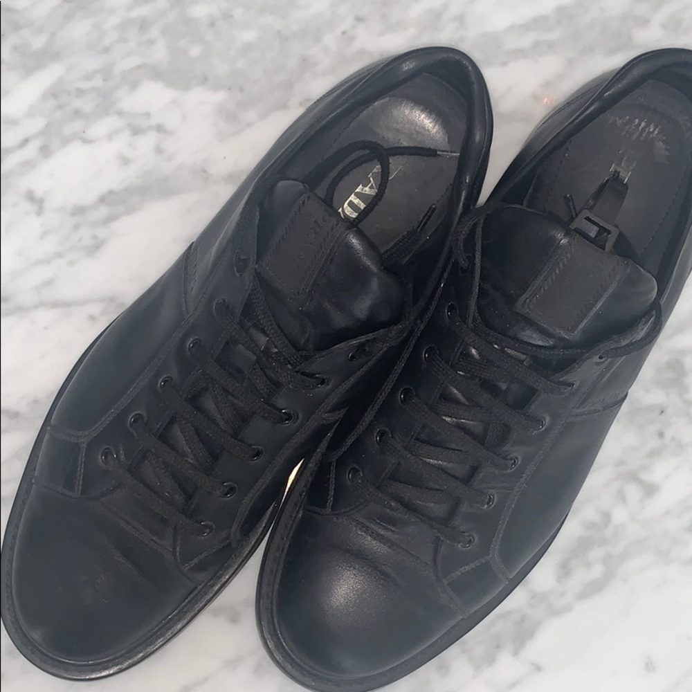 Men’s Prada Black Leather Luxury Sneaker